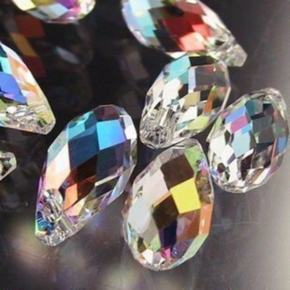 1214 100pcs 8x13mm Wholesale Drilled Drop Clear Crystal Ab Beads Gemstone